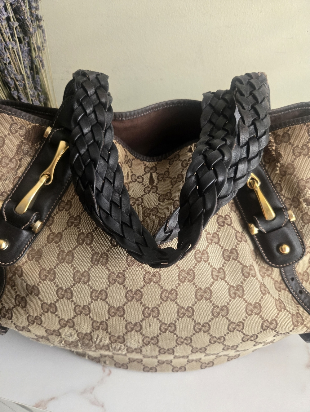 ⚠️COA⚠️Gucci Pelham Brown Monogram GG Canvas Tote Bag Fair Cindition - Picture 12 of 16